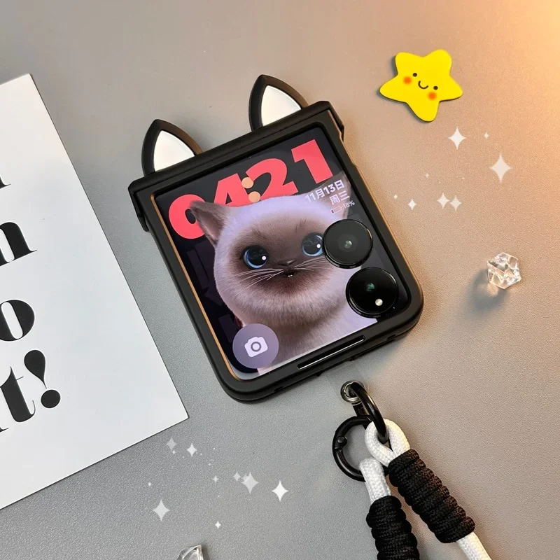 Cute Ears Hand Bracelet Hing Case For Xiaomi MIX Flip 2 MIXFlip Protective Cover