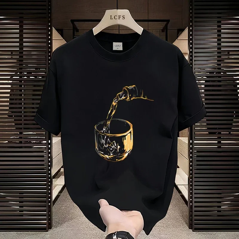 

LIBIELIY LIBIELIY Quality Men's Summer New Hot T-shirt Short-sleeved Wine Trendy Brand Printed Trendy Round Neck Versatile Perso