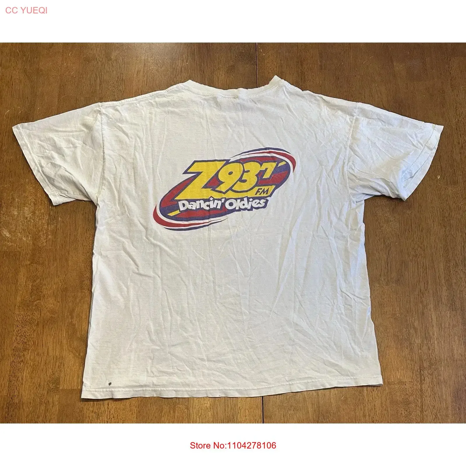 Vintage Z93 7 Radio Station Dancin Oldies T Shirt XL Y2K vintage Washed Top For Everyday Wear Breathable Versatile