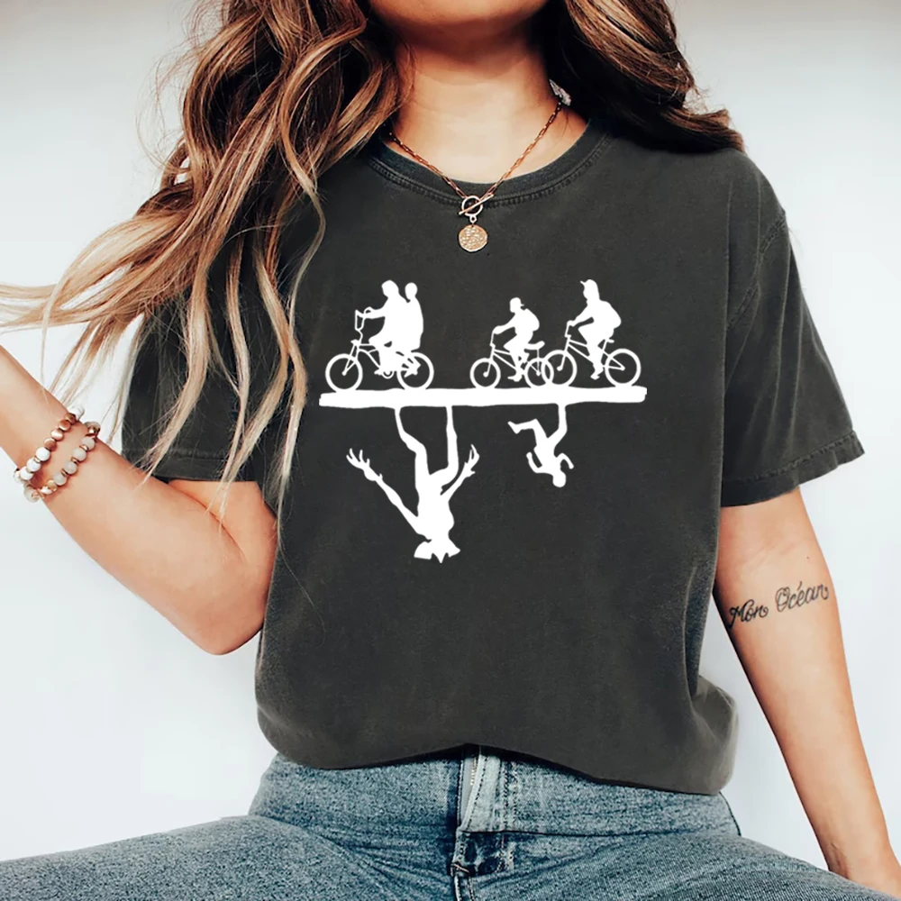 Bicycle Through The Upside Down T-Shirt Sorry I Can't Upside Down Tshirts Unsiex Short Sleeve Graphic Tees Streetwear Women Tops