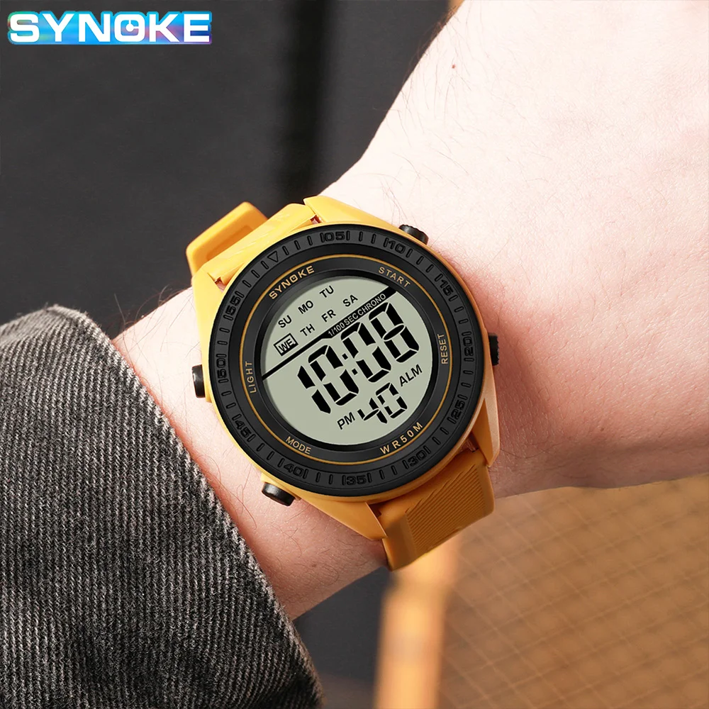 Outdoor Sport Watch Men Alarm Chrono Clock 5Bar Waterproof Military Watches LED Display Shock Digital Watch Thin Synoke Design