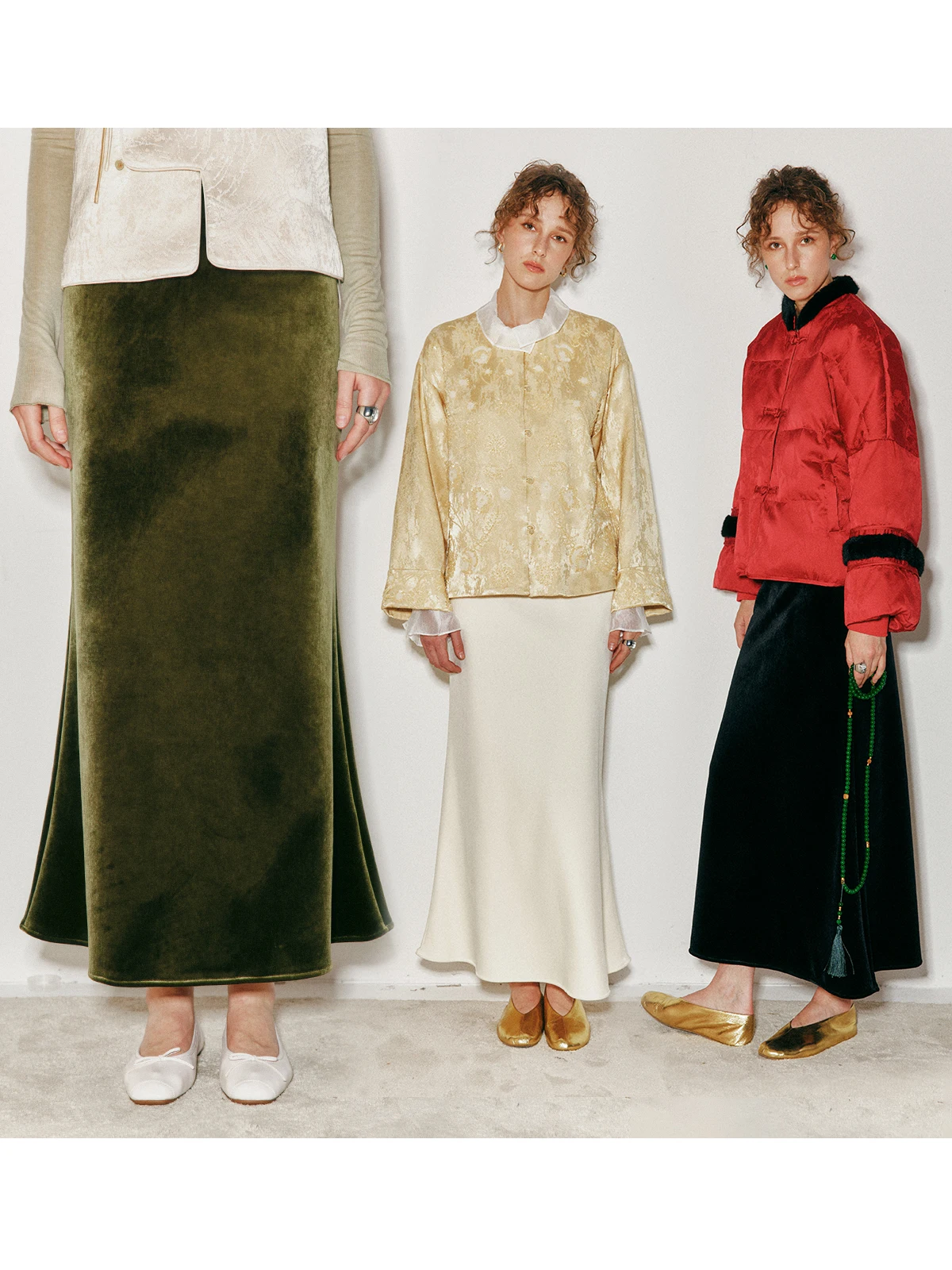 

Длинная юбка А-силуэта из матового золотистого бархата, винтажная, женская, со средней талией, на резинке, для повседневной носки