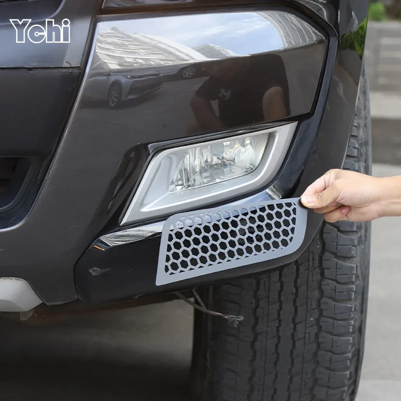 

For Ford Ranger Wildtrak 2015-2022 Carbon Steel Black Automotive Front Fog Lamp Protection Mesh Cover Decorative Accessories