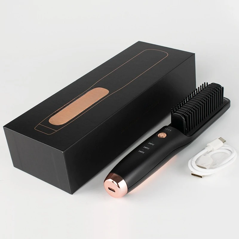 Wireless direct hair-drying comb-and-roller dual-use board clamp USB home-use small hair dryer hair care product