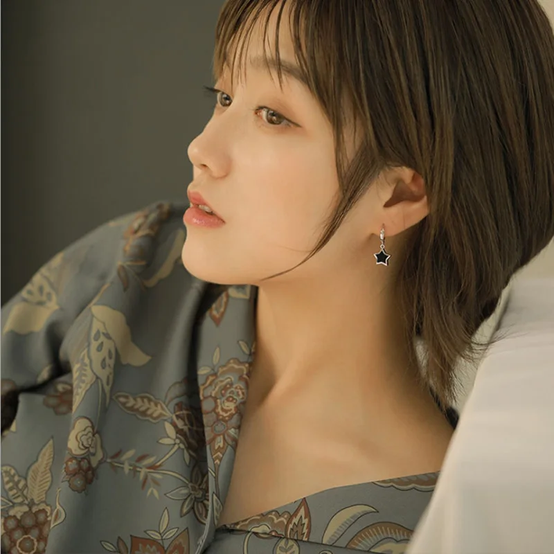 CIAXY Silver Color Small Five-pointed Star Earrings for Women Girl Simple Korean Fashion Ear Buckles Earring Trendy Jewelry
