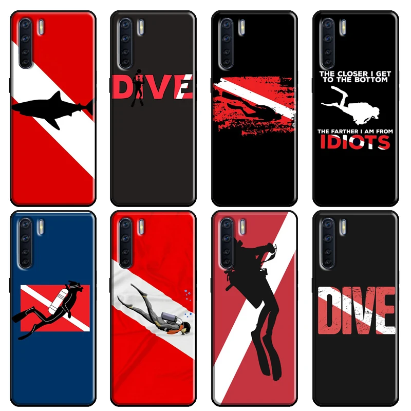 Dive Scuba Diver Shark Diving Soft For OPPO A53 A31 A5 A9 2020 A1K A3S A5S A15 A52 A72 A91 F5 F7 Reno 4 Pro 2Z Case