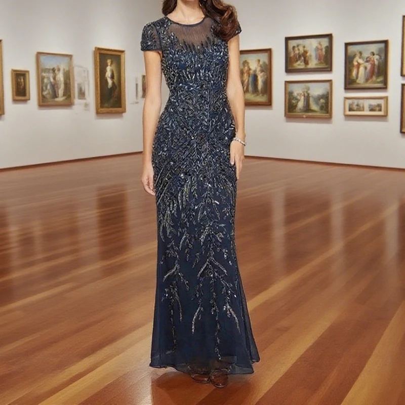

Fashio Applique Mother of Bride Dress Print Sleeveless V-Neck Floor Length Flower Customized for Wedding Summer