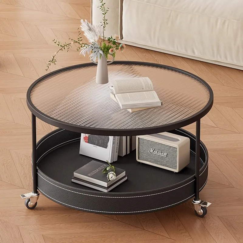 xx-Space Saving Vintage Coffee Table Creative Storage Luxury Simple Side Table Premium Aesthetic Round Table Home Furniture&