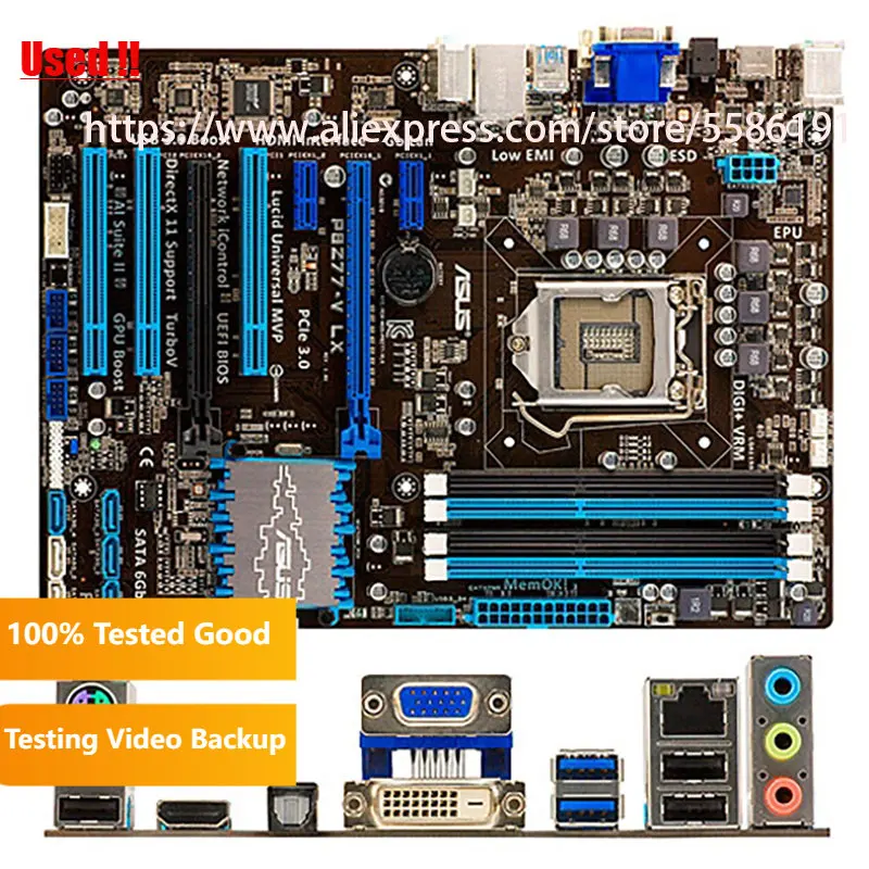 Asus-Placa Mãe Desktop, P8Z77-V LX2, Soquete Z77, LGA 1155, i3, i5