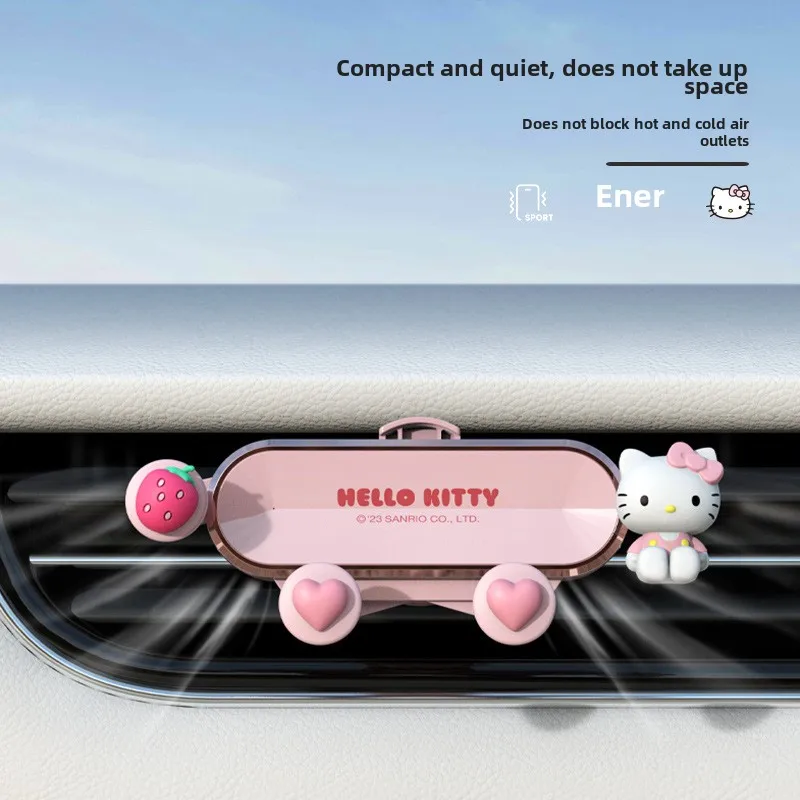 MINISO New Hello Kitty Car Mobile Phone Car Outlet Wireless Socket Kawaii Anime Charger Girl Navigation Universal Gift Wholesale