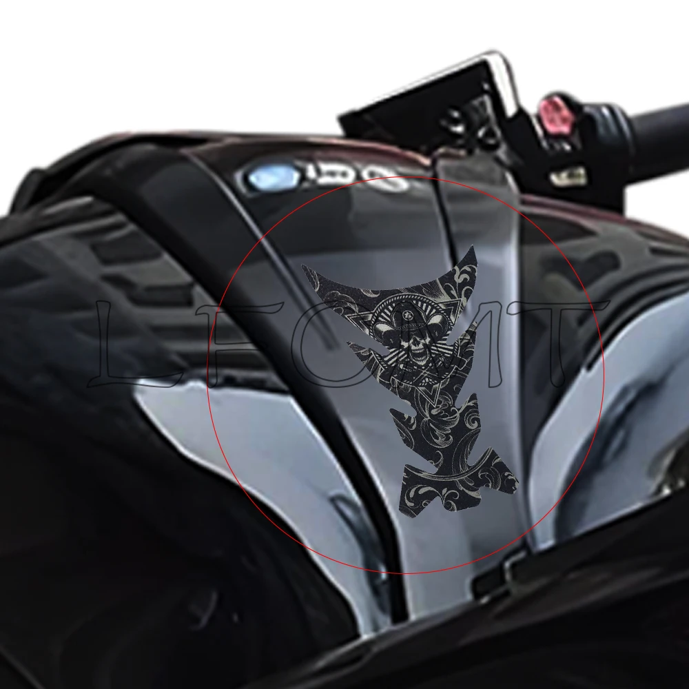 Frosted Anti Slip Motorrad Tankpad Totenkopf Aufkleber Heizöl Gas Tank Pad Schutz Aufkleber Universal Fit für Yamaha Suzuki Honda