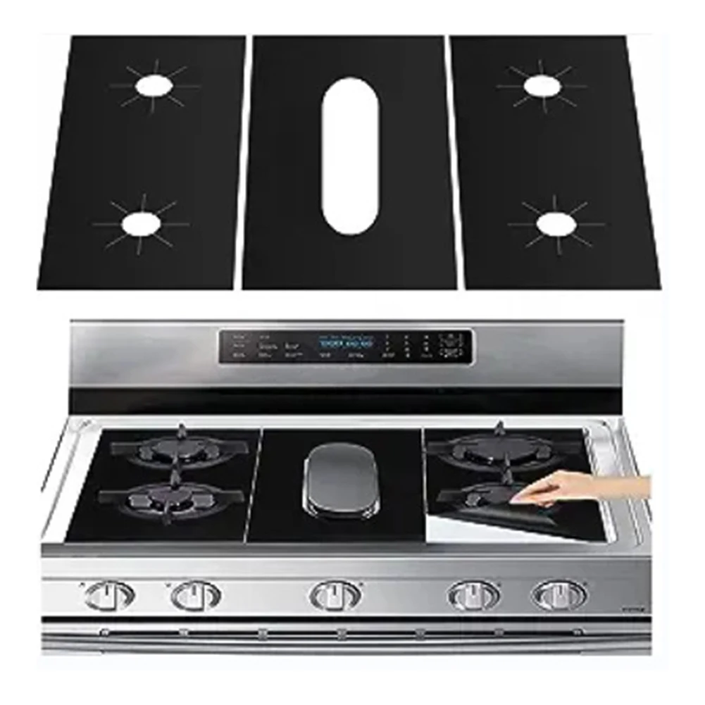 

5-Hole Gas Stove Pad Protective Cover Kitchen Cleaning Anti-dirty Non-stick Pad Reusable Stovetop Scratch Protector Pads