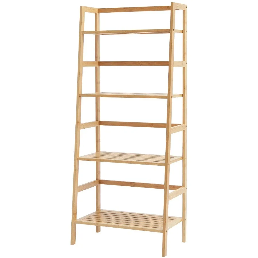 

Bamboo Bookshelf 4 Tiers Bamboo Ladder Bookshelf Trapezoid Storage Rack
