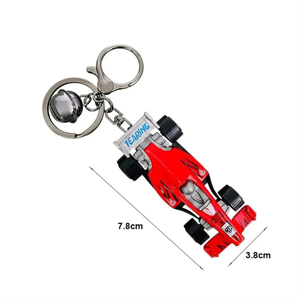 Cartoon Alloy F1 Racing Car Model Keychain Boys and Girls Schoolbag Pendant Key Chain Ring Couple Keyring Small Gift for Kids