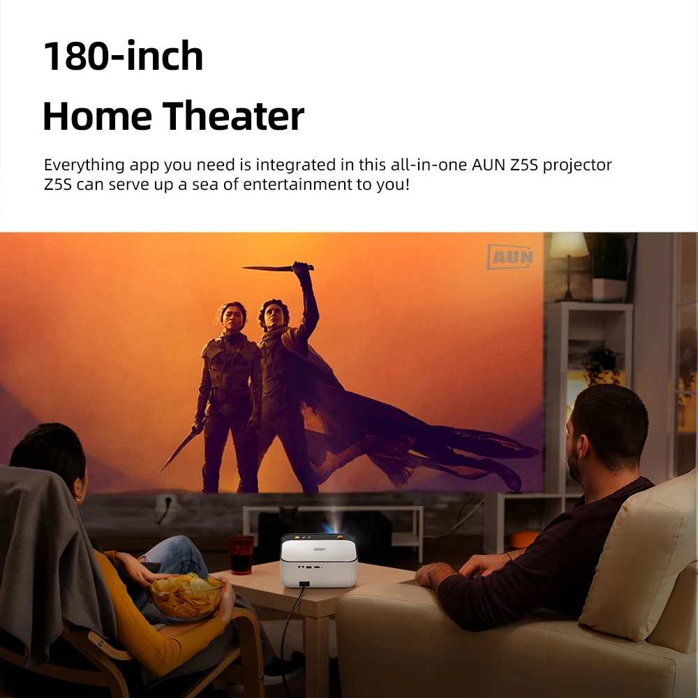 AUN-proyector portátil Z5S para cine en casa, dispositivo Full HD, 1080P, 4K, decodificador de películas, 3D, MINI cine, Smart Laser TV