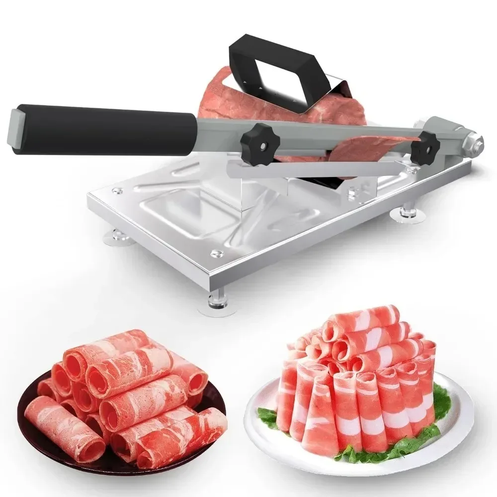 Manual Frozen Meat Slicer Upgraded Stainless Steel Meat Cutter for Beef Mutton Bacon Home Food Slicing Machine for Hot Pot BBQ