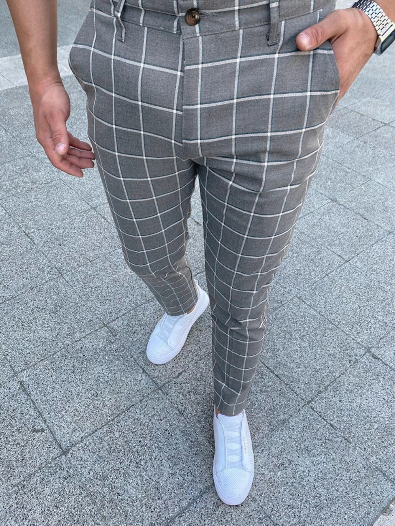 Men\'s Pants Mid Waist Slim Straight Trousers Men\'s Casual Print Pants For Business Office Formal Wedding Daily Trousers Hot Sale