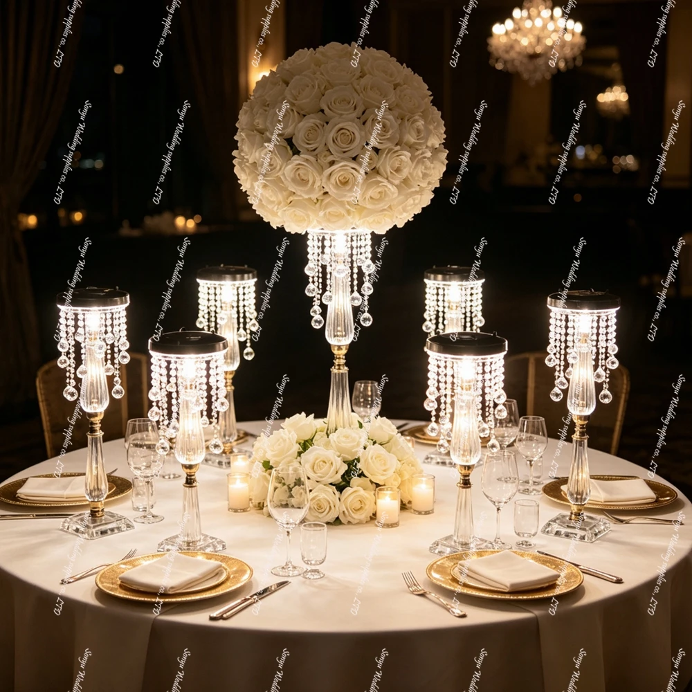 3-10ps)60cm-100cm)Gold sliver Wedding Illuminated Props Crystal Chandelier Stand Luxury Party Wedding Chandelier candlestick