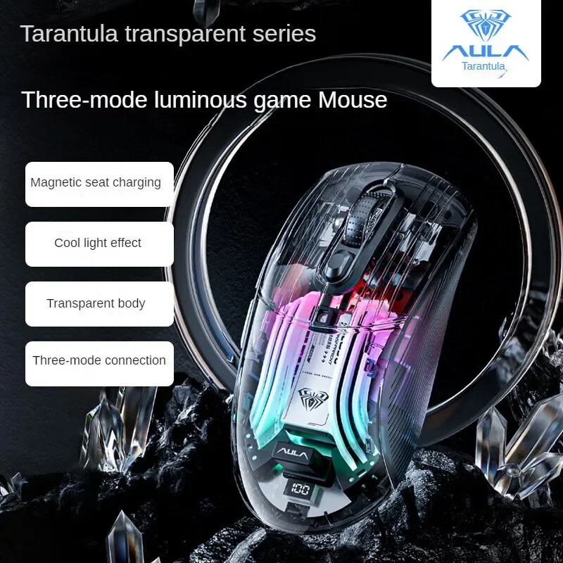 aula mouse sem fio bluetooth para jogos assento magnetico de carregamento tipo c tri mode luzes rgb para pc 01