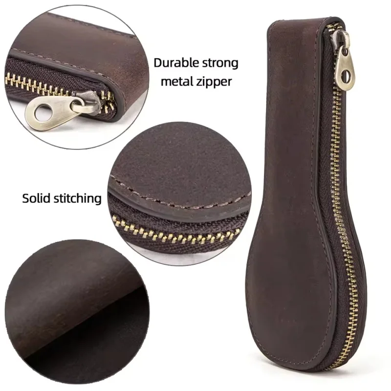 

Essential for watch lovers in 2026 Portable 1 Slot Soft Leather Watch Roll Zipper Travel Storage Box Protective Organizer