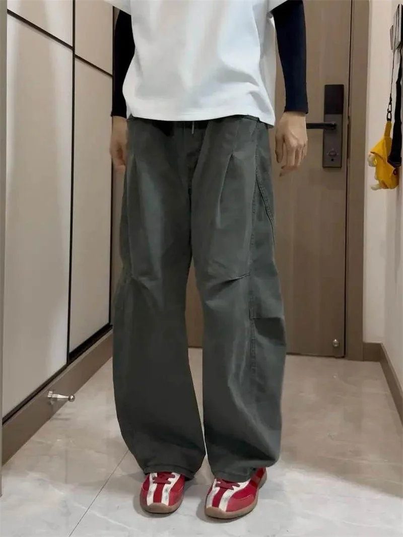 

American Sle Men's Workwear Pants High Waist Straight Leg Loose Fit Faionable Casual Trousers for Youth in Summer