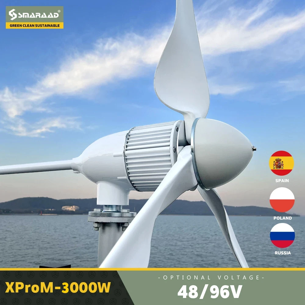 2022 SMARAAD 3000W Wind Turbine Generator 48V 96V Free Energy Generators Free Energy Windmill With MPPT Controller Inverter