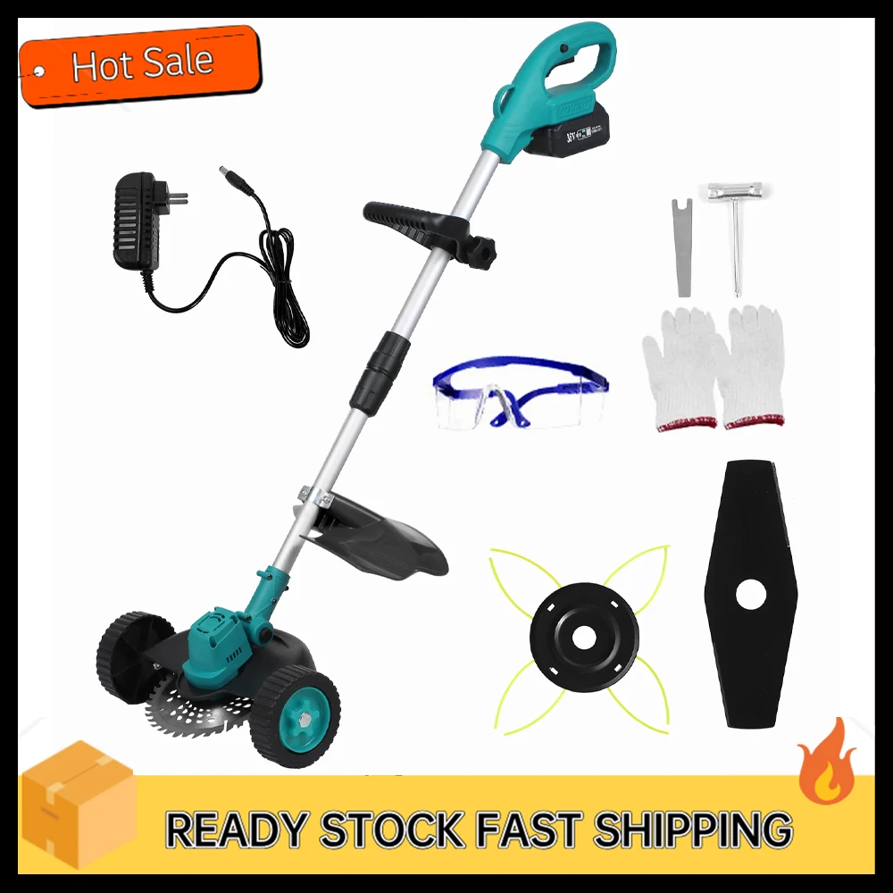 Brushless Handheld Lawn Mower Electric Grass Cutter Cordless Grass Trimmer Adjustable Telescopic Pole with Auxiliary Wheels