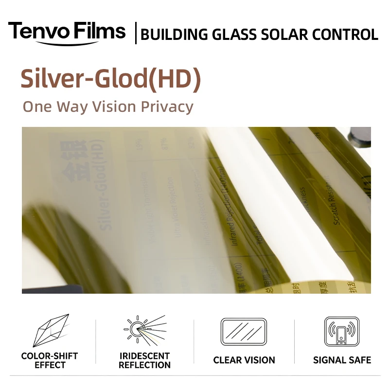 Silver Gold HD Window Tint Roll PET Material One Way Privacy Heat Rejection Anti Glare Solar Control For Household Automotive Wi