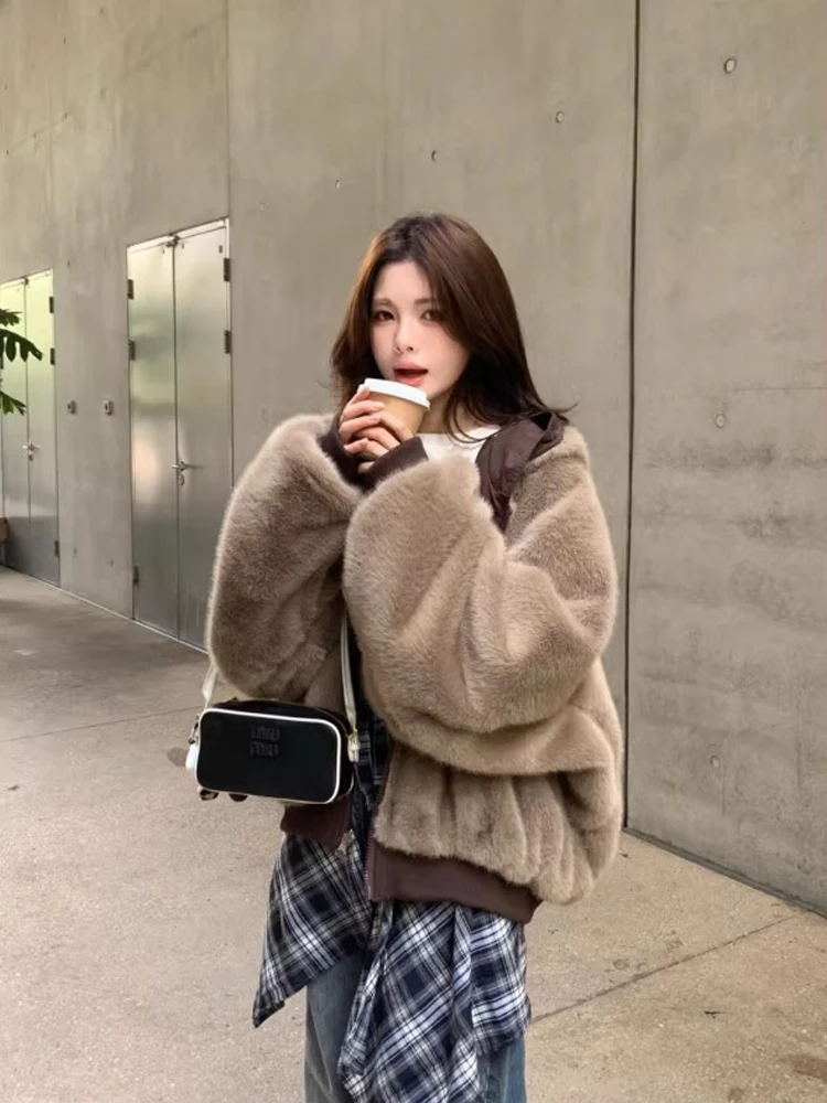 ملابس كابتشينو بغطاء للرأس على الوجهين وياقة من الفرو الصناعي من القطن Jaet للرجال والنساء شتاء دافئ للشباب Faion Stan... #5