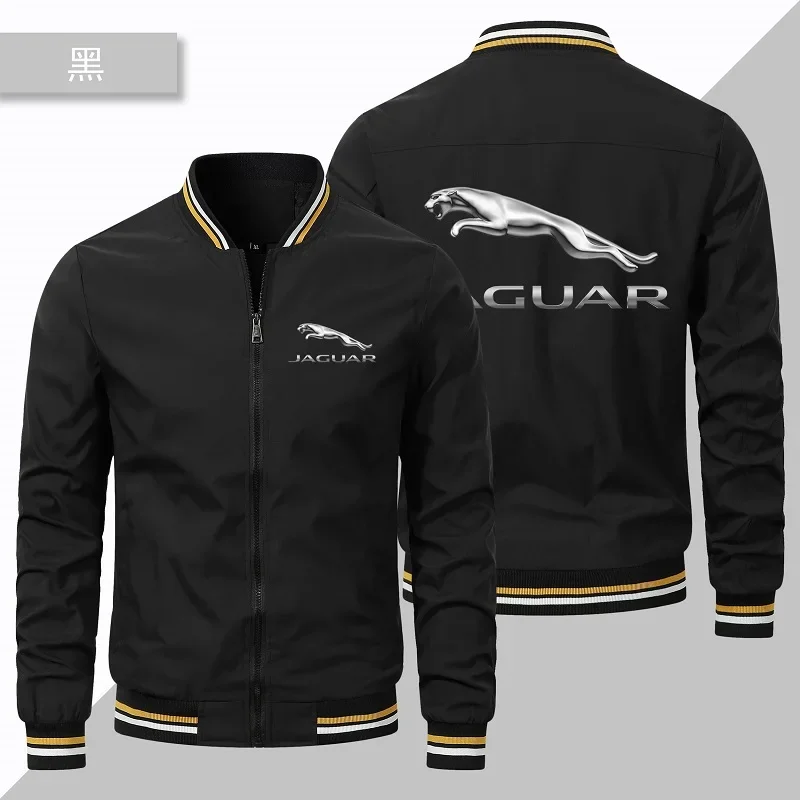 Men\'s Casual Jacket, Motorcycle Racing Windproof Jacket, Outdoor Hip-hop Street Style Jacket, Jaguar Logo Printed Zippered Shirt