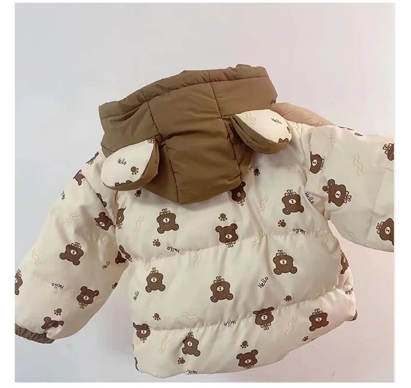 2023 Winter Cute Bear Kids Jacket Thicken Cotton Down Parkas Girls Boys Warm Outerwear Coats Kids Winter Jacket 1-5Years