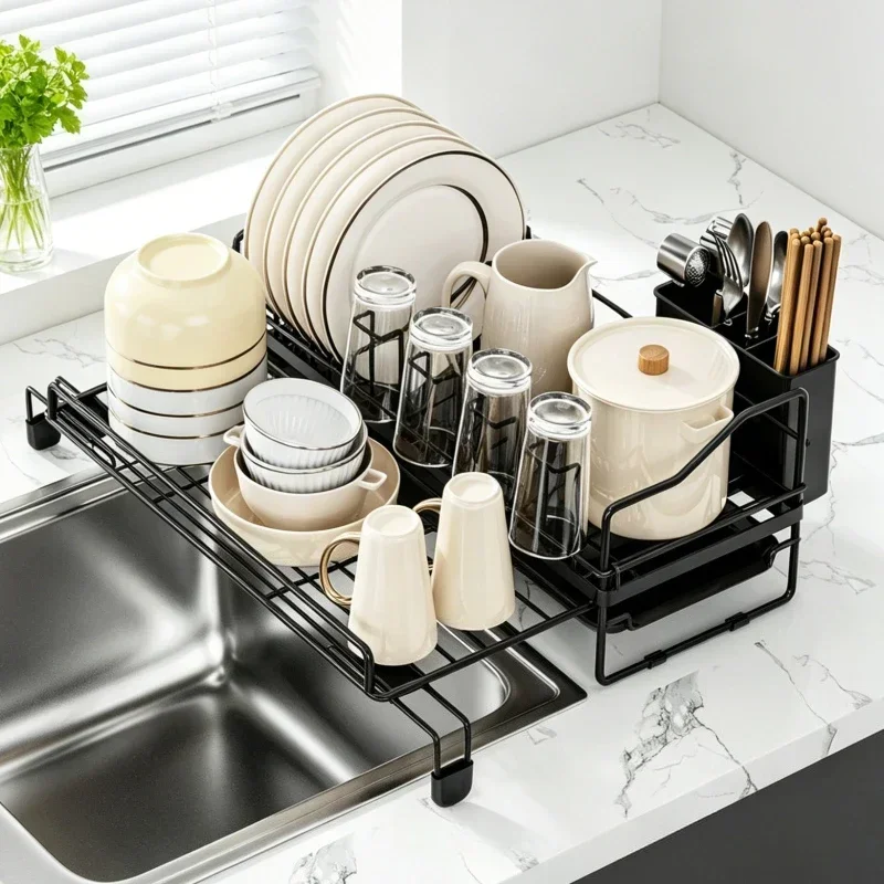 Pumping kitchen drain bowl holder Multifunctional dish holder Cup holder Countertop Dishwasher Narrow side Dish storage rack