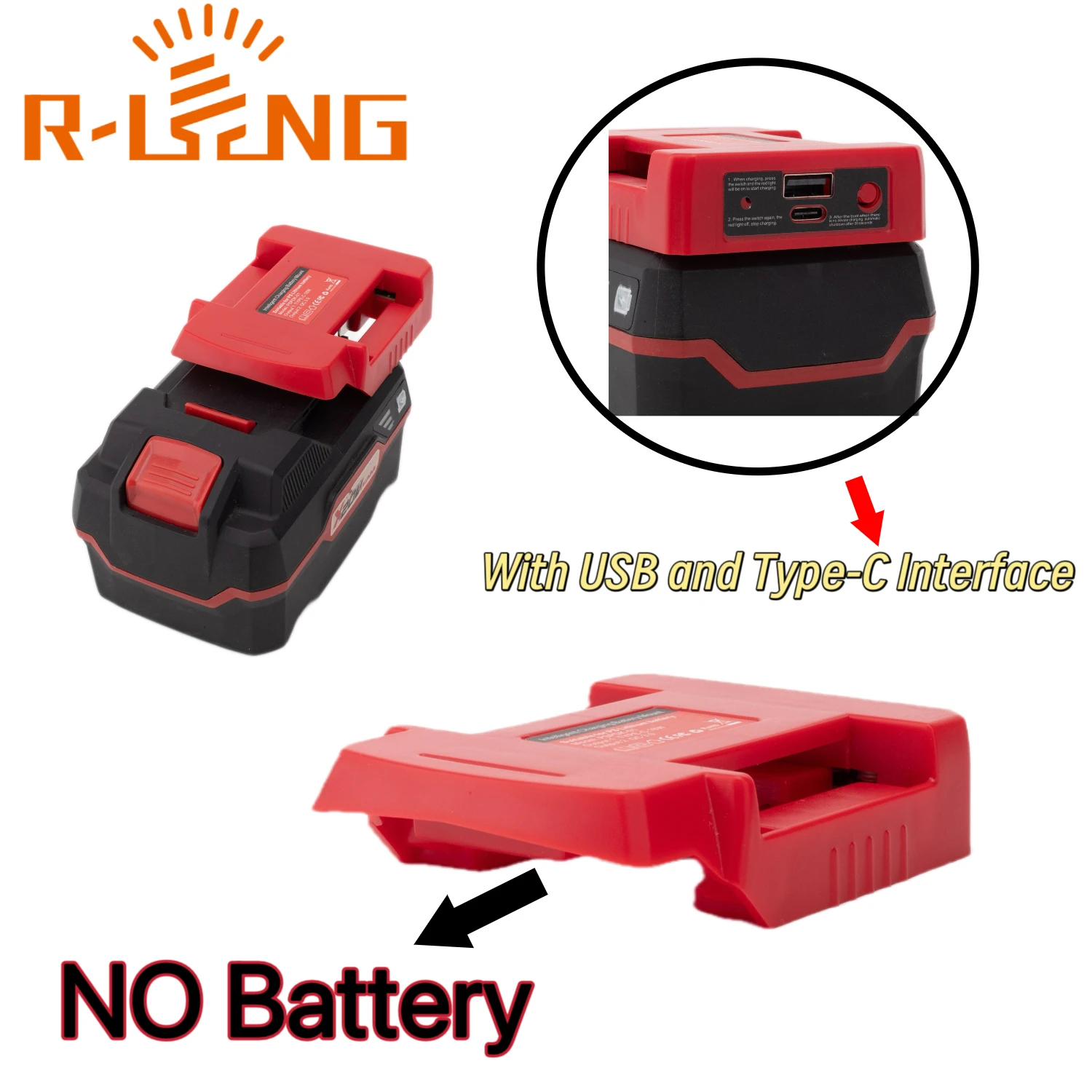 For Lidl Parkside X20V Lithium Battery W/USB Type-C Output Holder Fast Charging Portable Mobile Power Bank (NO Battery)