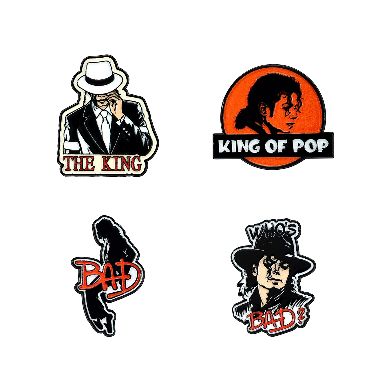 4Pcs Retro Rock Figure Enamel Pins Set, Classic Music Character Brooches, Badge Lapel Pins for Backpack Jacket Clothing, Punk St