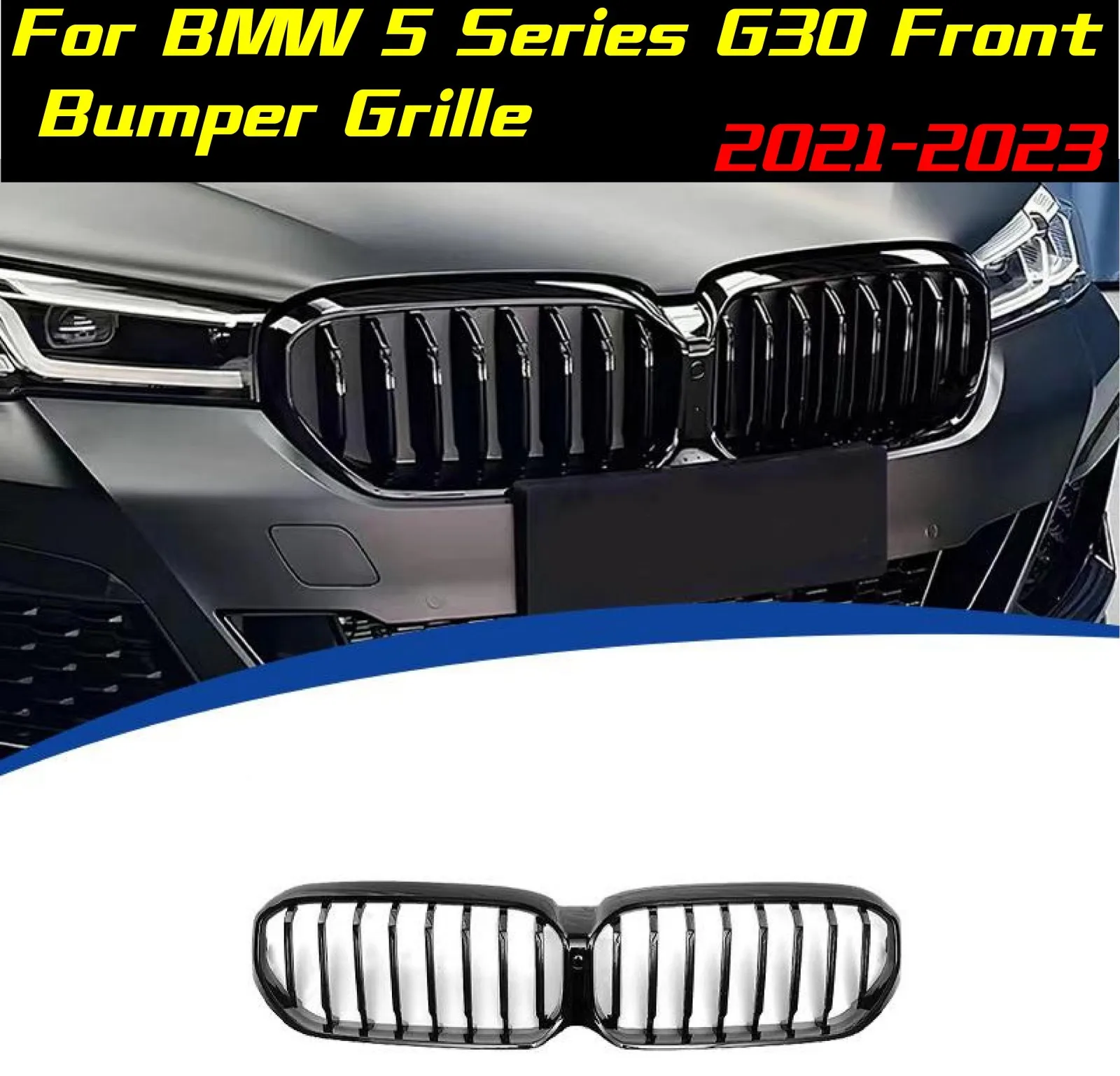 

Решетка переднего бампера для BMW 5 серии G30 2021-2023, передняя решетка, автоматическая гоночная решетка, комплекты кузова, внешняя модификация, спортивный комплект