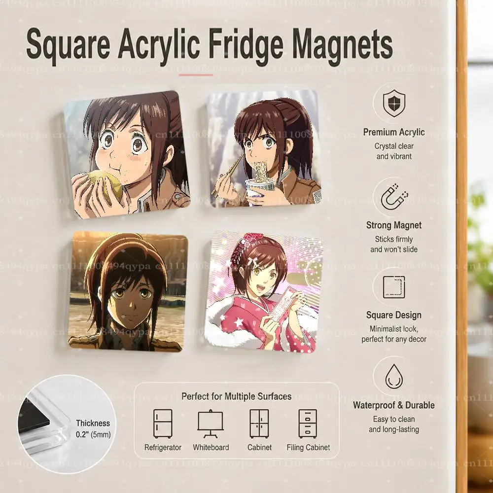 Sasha A-Attack On Titan Square Fridge Magnet Custom Photo Magnetic Sticker for Refrigerator Home Kitchen, Souvenir Gift