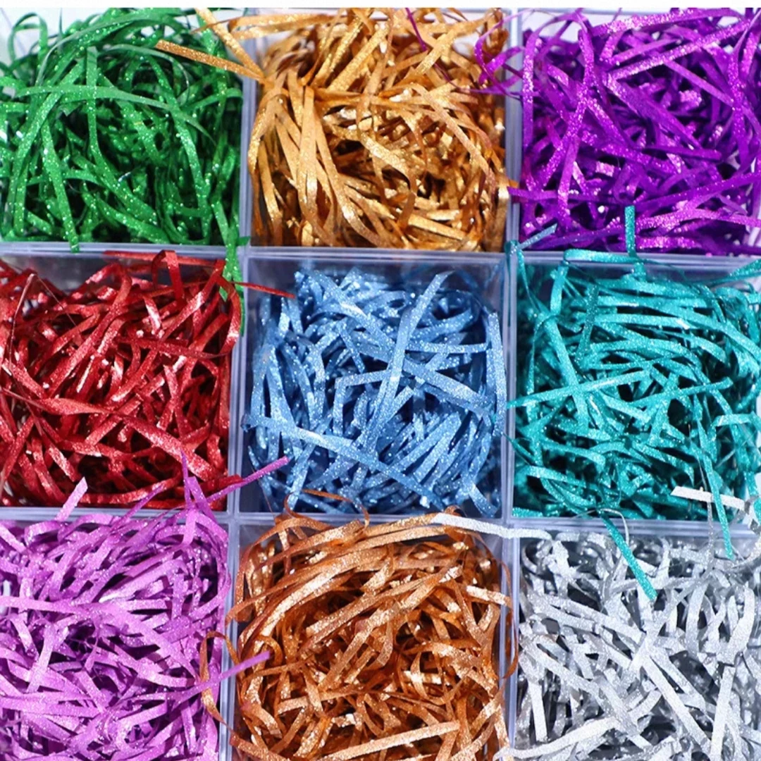 200g de papier scintillant en herbe de lafite, utilisé pour le remplissage des boîtes cadeaux et le rembourrage des articles