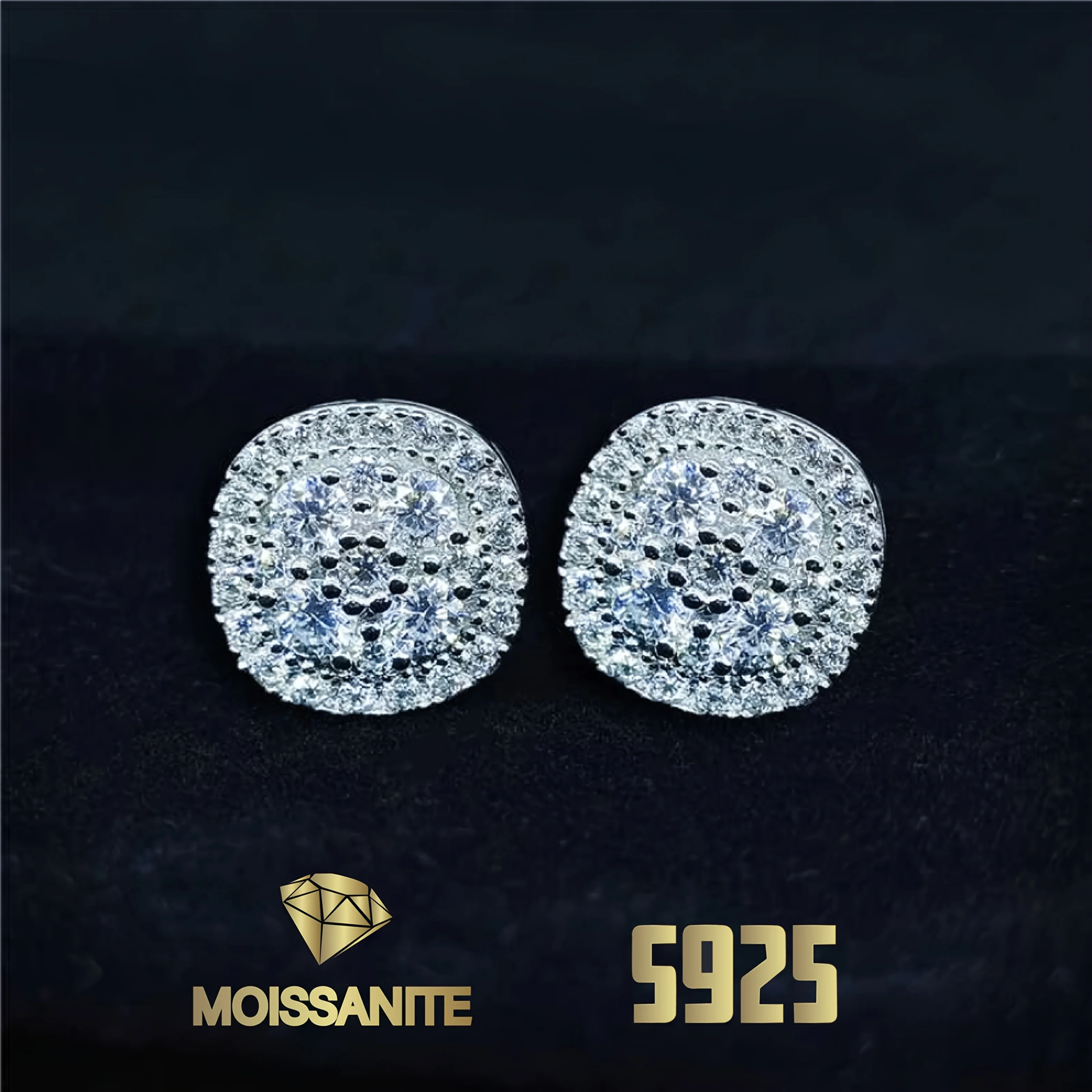 

Full Moissanite Stud Earrings S925 Silver Stud Earring for Women with Gra Certificate Fashion Jewelry
