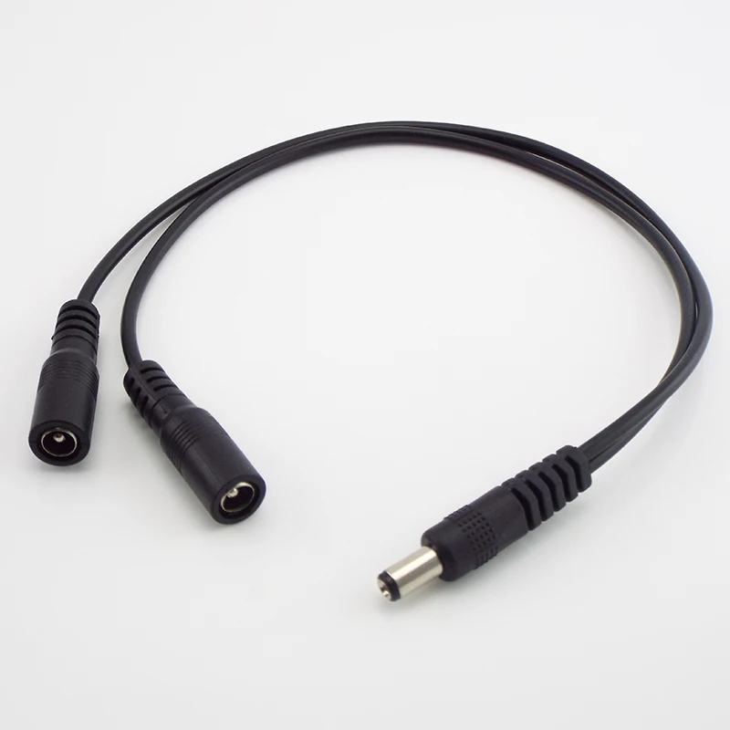 1 Male to 2 Female Way Connector DC Plug Power Splitter Cable for CCTV LED Strip Light Power Supply 5.5mm*2.1mm Adapter