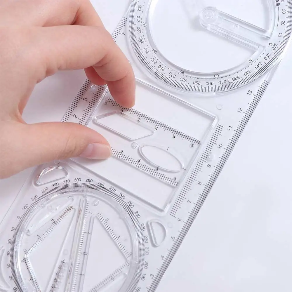 Activity Angle Drawing Ruler Ruler Straight Multifunctional Geometry Ruler 360 ° Movable Transparent Drawing Template
