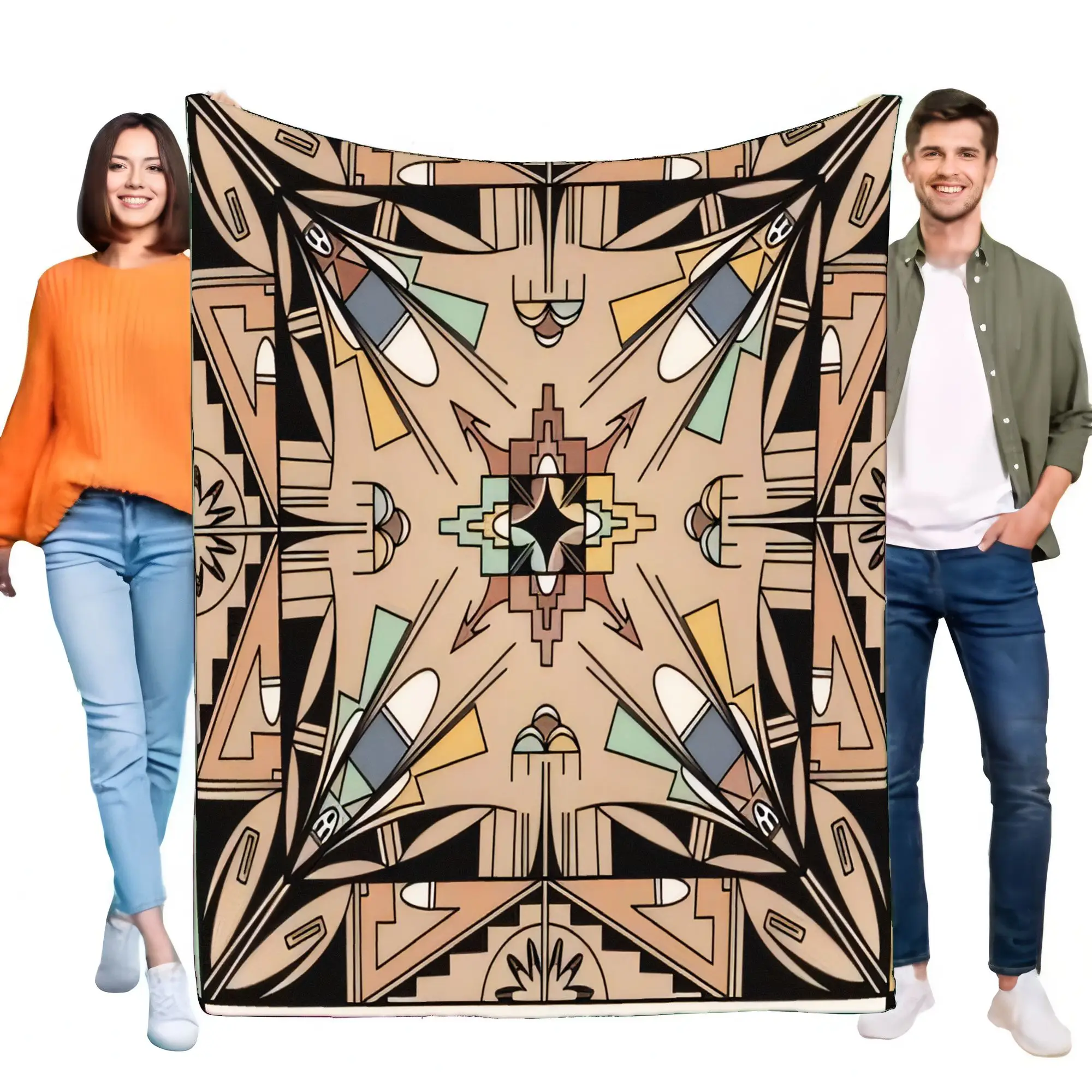 Trendy Geometric Pattern Blanket Cozy Soft Throw for Sofa Bed Warm Lightweight Decor Ideal for Home Use Birthday Gift for Friend