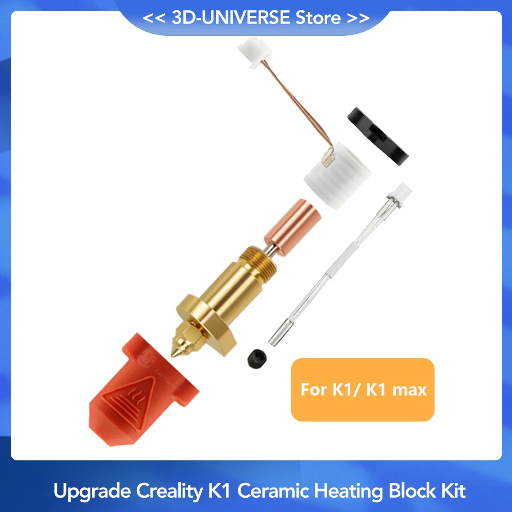 Upgrade Creality K1 Ceramic Heating Block Kit 300°C High Tem/Flow Printing Uniform Feeding 60W Heating for K1/K1 MAX 3D Printer