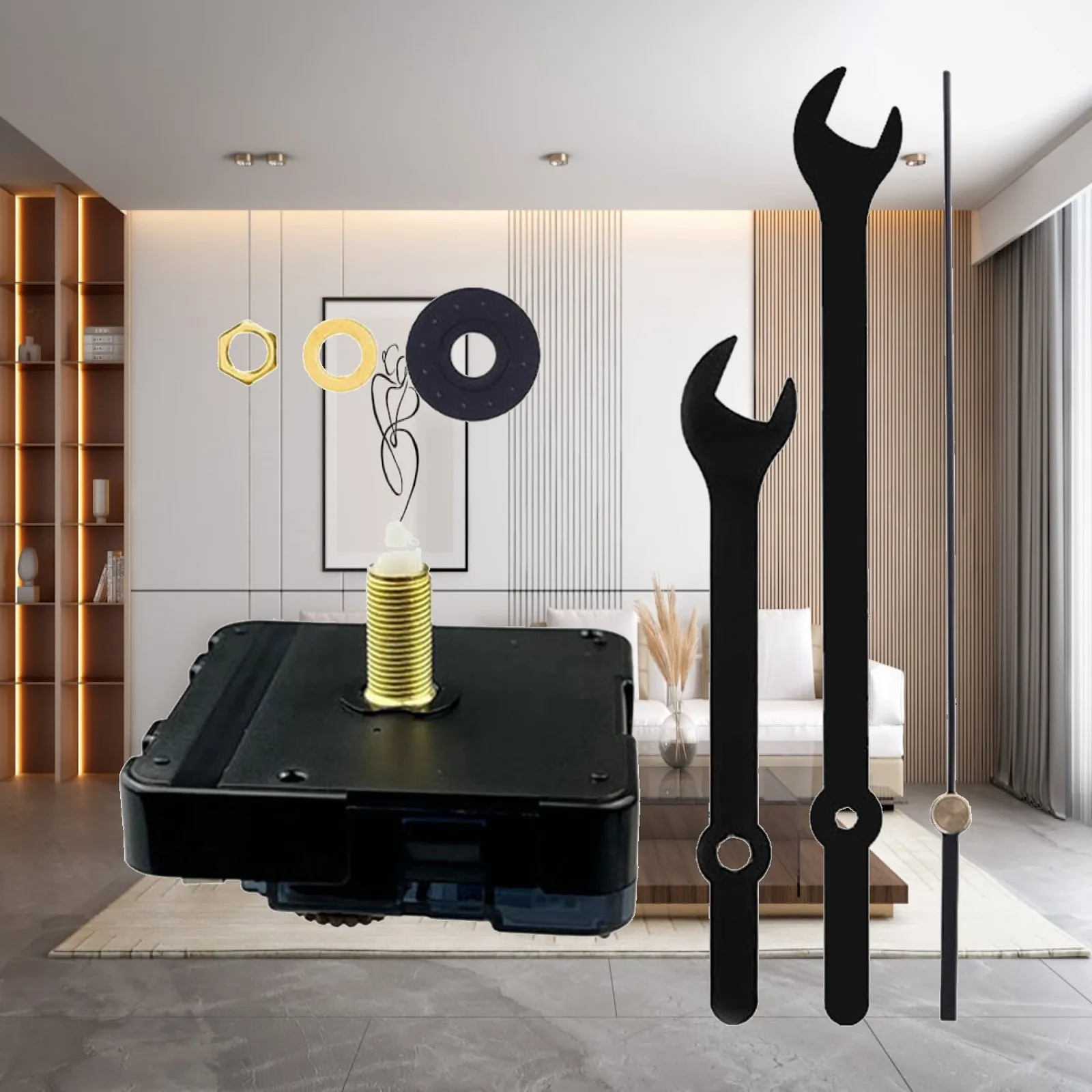 DIY Wall Clock Movement Parts Set Accurate Quartz Motor with Metal Hands for Craft Clocks Repair