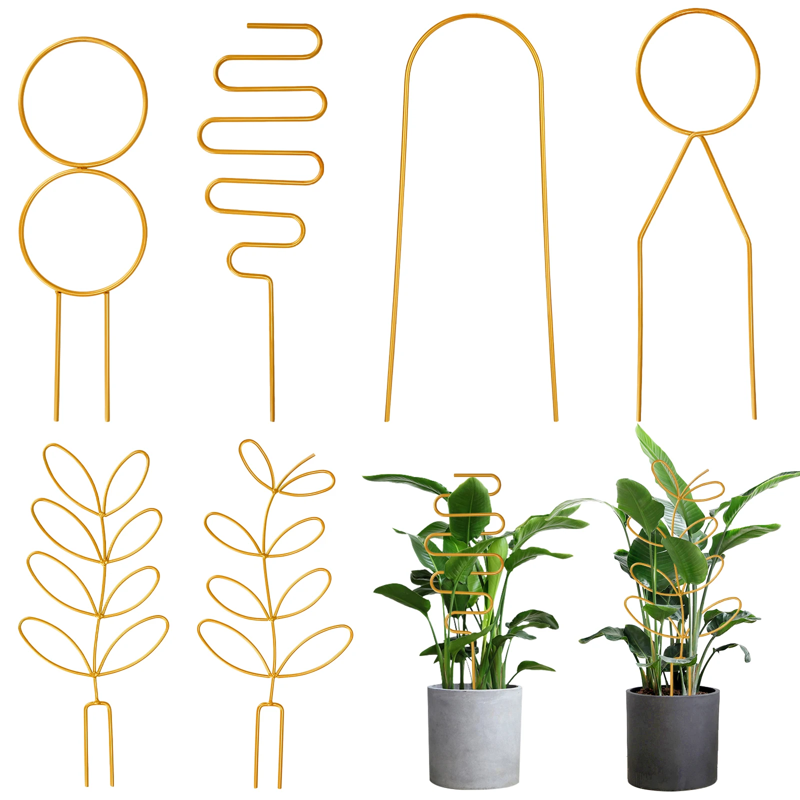 

6Pcs Plant Supports for Climbing Plants Indoor Plant Shelves Plant Stand Stake Metal Trellis for Garden Potted Roses Cucumbers