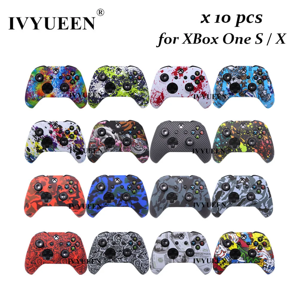 

IVYUEEN 10 PCS Silicone Protective Skin for XBox One X S Slim Controller Protector Case Cover with Thumb Stick Grips Caps