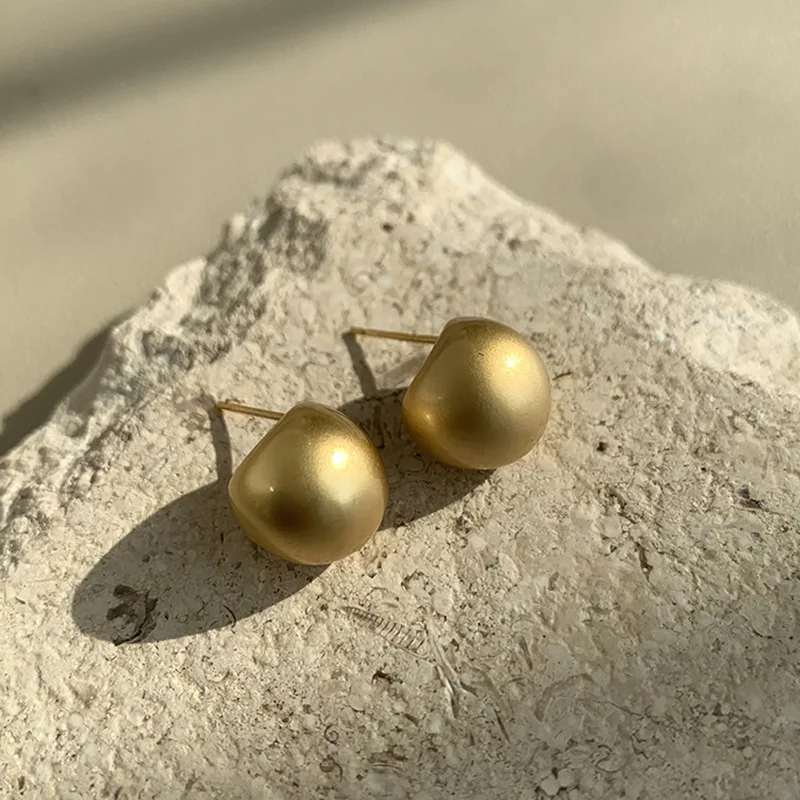 ANENJERY Geometric Minimalist Matte Brushed Metal Drop Shaped Earrings for Women Simple Fashion Party Jewelry Accessories