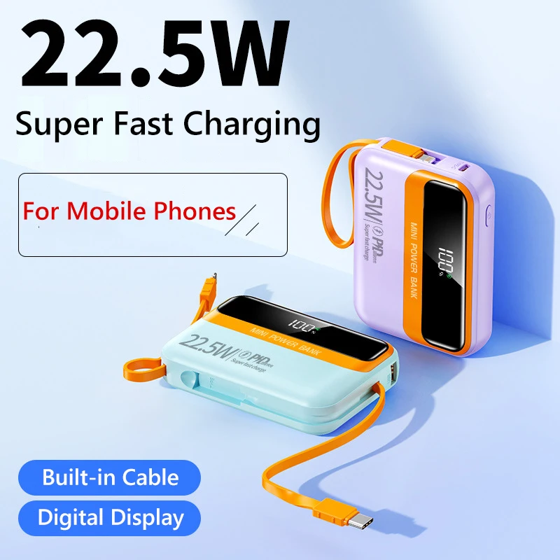 

22,5 Вт Power Bank с быстрой зарядкой 20000 мАч Type-C двусторонняя быстрая зарядка для iPhone 17 Xiaomi Samsung Huawei Mini Poverbank