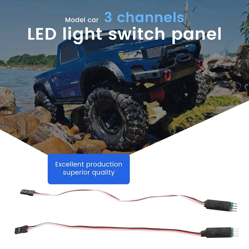 2 pz 3CH 3 canali LED lampada pannello interruttore di controllo della luce per 1/10 1/8 RC modello di auto HSP TAMIYA Axial SCX10 Traxxas Trx4