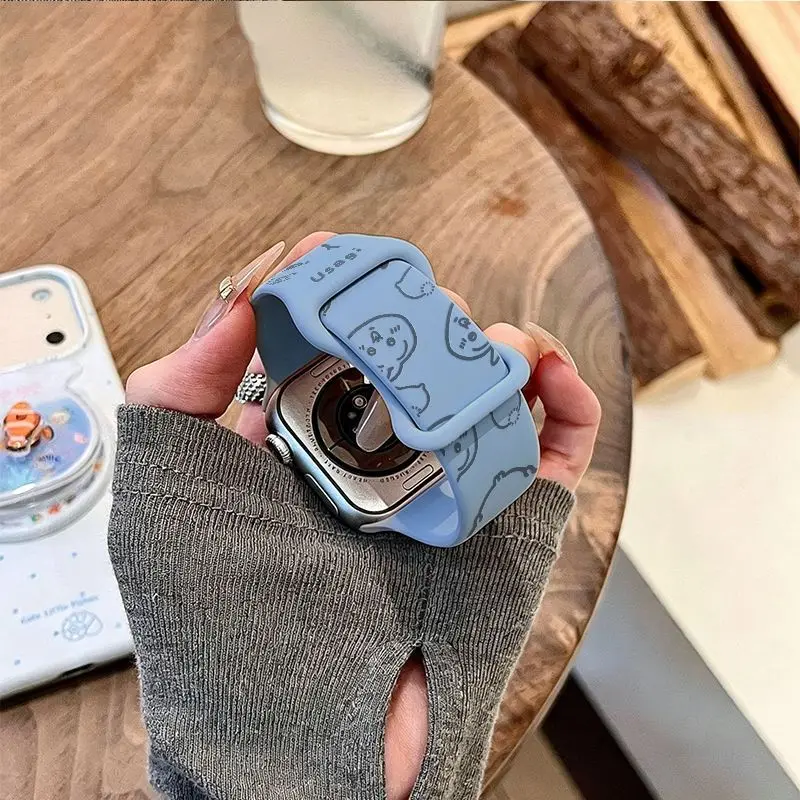 Anime Chiikawa Usagi Applicable To Apple Watch Watch Strap IwatchS11 10 9 Silicone AppleUltra3 SE Cute Kawaii Lovely Sweet New view 6