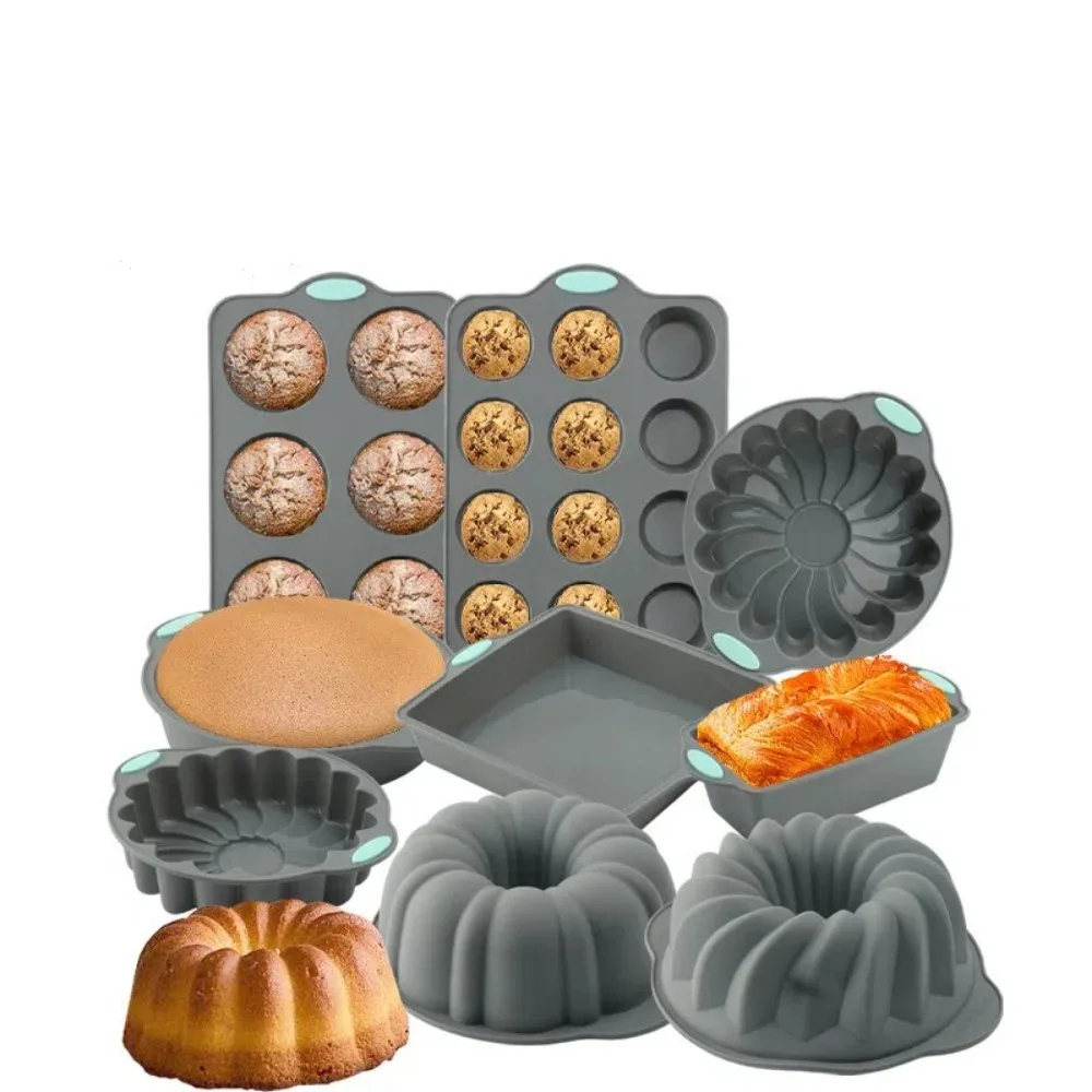 Silicone Cake Molds Heat Resistant 3D Spiral Pattern Oven Baking Pan Non-Stick Bread Muffin Mold Kitchen Bakeware